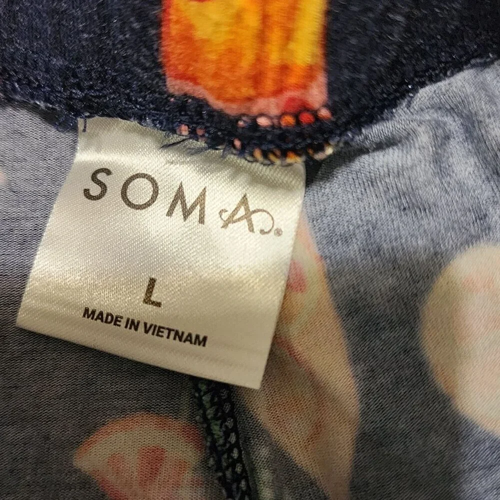 Soma lounge / pajama pants sz L cocktails print pockets